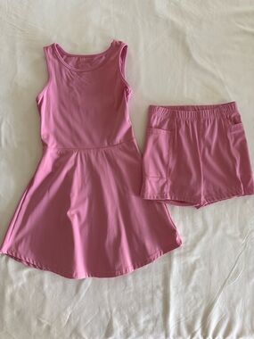 Kids Pink Active Dress with Matching Shorts - 120